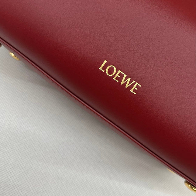 LOEWE 25S MEDIUM MADRID BAG 23 IN CHERRY RED CALFSKIN GOLD HARDWARE