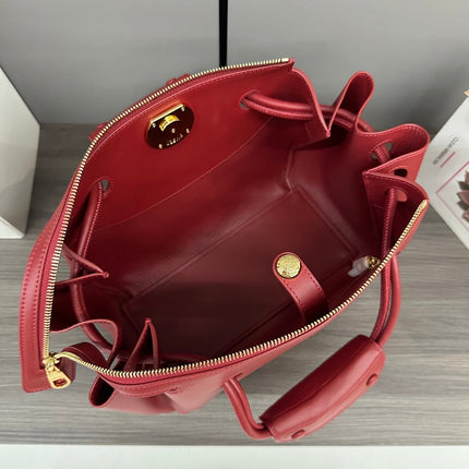 LOEWE 25S MEDIUM MADRID BAG 23 IN CHERRY RED CALFSKIN GOLD HARDWARE