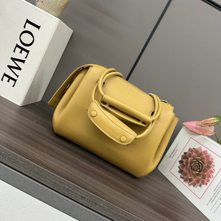 LOEWE 25S MEDIUM MADRID BAG 23 IN SAND YELLOW CALFSKIN GOLD HARDWARE