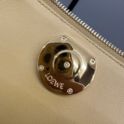 LOEWE 25S MEDIUM MADRID BAG 23 IN SAND YELLOW CALFSKIN GOLD HARDWARE