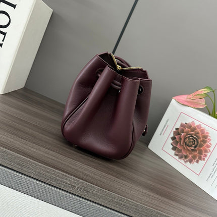 LOEWE 25S MEDIUM MADRID BAG 23 IN DARK WINE CALFSKIN GOLD HARDWARE