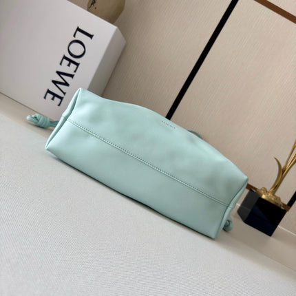 LOEWE 25S FLAMENCO PURSE 30 IN PALE AQUA NAPPA LEATHER SILVER HARDWARE