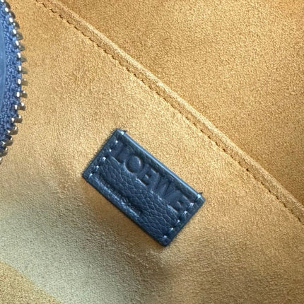 LOEWE 25S PEBBLE BAG 23 IN STEEL BLUE CALFSKIN SILVER HARDWARE