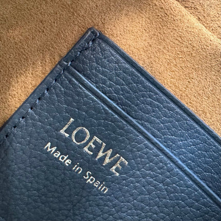 LOEWE 25S PEBBLE BAG 20 IN STEEL BLUE CALFSKIN SILVER HARDWARE