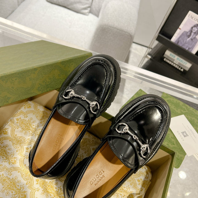 GG LOAFER WITH HORSEBIT GLOSSY BLACK CALFSKIN