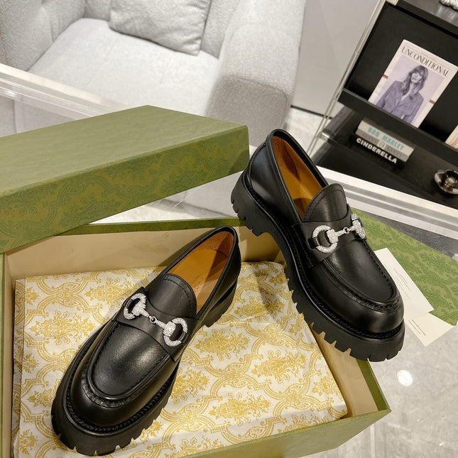 GG CRYSTAL LOAFER WITH HORSEBIT BLACK CALFSKIN