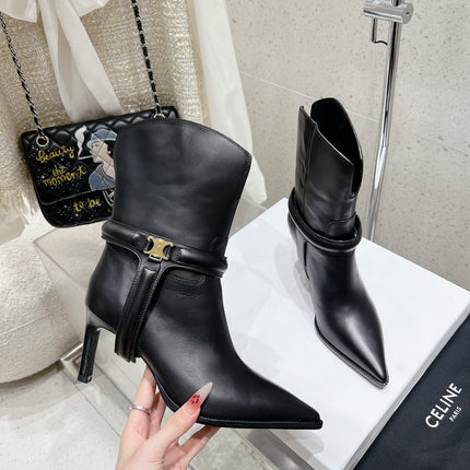 VERNEUIL ANKLE BOOT WITH TRIOMPHE IN BLACK CALFSKIN