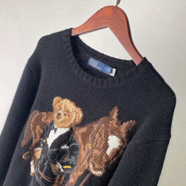 RALPH LAUREN 25S CREW NECK KNIT SWEATER WITH BEAR EMBROIDERY 203