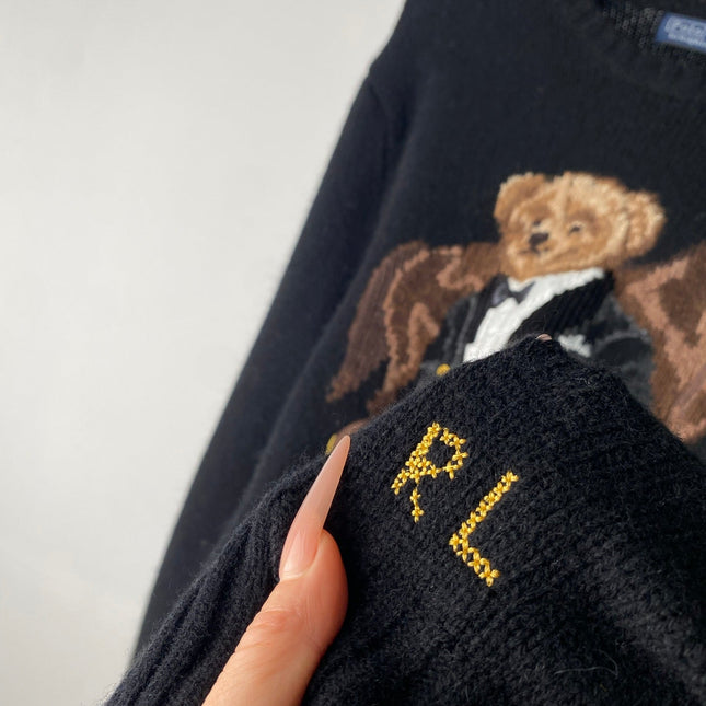 RALPH LAUREN 25S CREW NECK KNIT SWEATER WITH BEAR EMBROIDERY 203