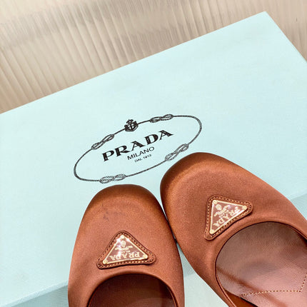 PRA NAPPA MARY JANE PUMPS BROWN SATIN