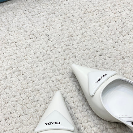 PRA BRUSHED LEATHER SLINGBACK PUMPS 75 WHITE