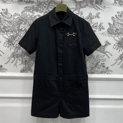 GUCCI SHORT SLEEVE NOTCHED COLLAR ROMPER 268515