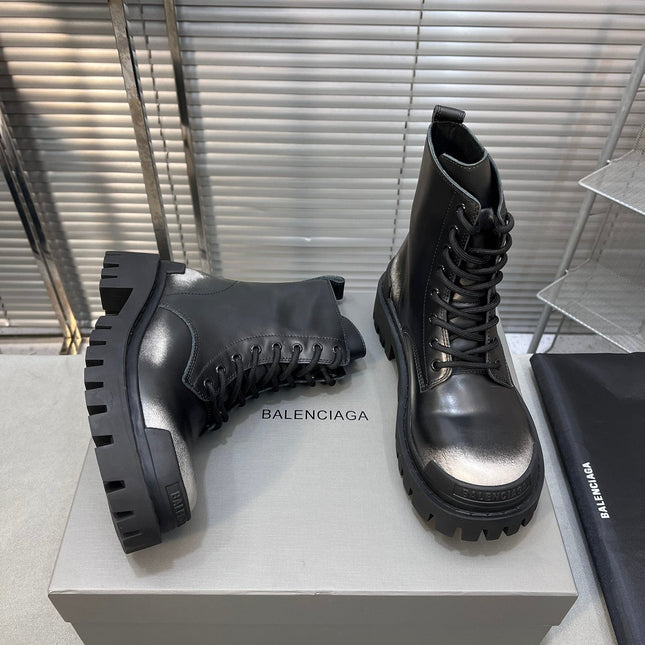 CHUNKY BOOTS IN BLACK MIX WHITE SMOOTH CALFSKIN