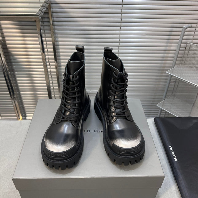 CHUNKY BOOTS IN BLACK MIX WHITE SMOOTH CALFSKIN