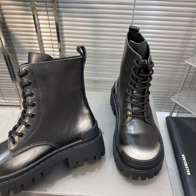 CHUNKY BOOTS IN BLACK MIX WHITE SMOOTH CALFSKIN