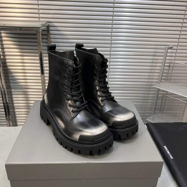 CHUNKY BOOTS IN BLACK MIX WHITE SMOOTH CALFSKIN