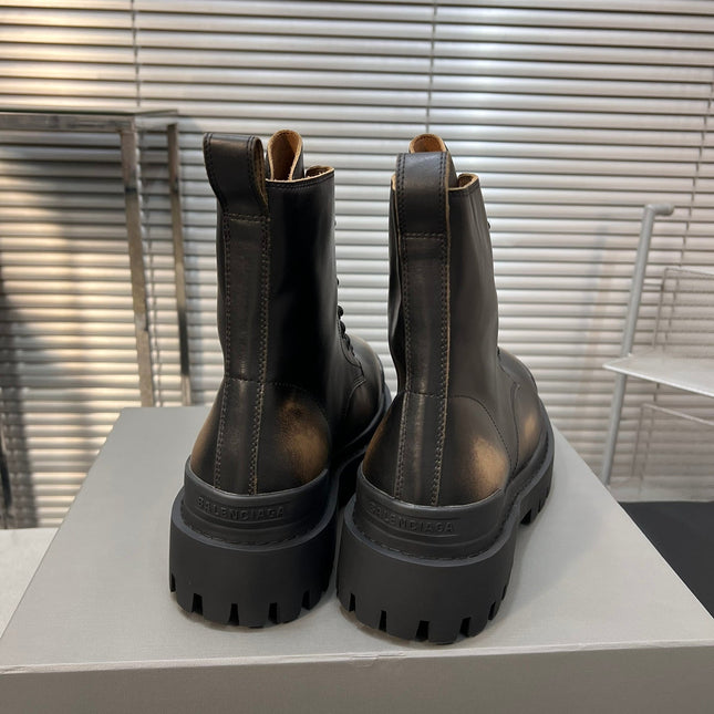 CHUNKY BOOTS IN BLACK MIX BRONZE SMOOTH CALFSKIN