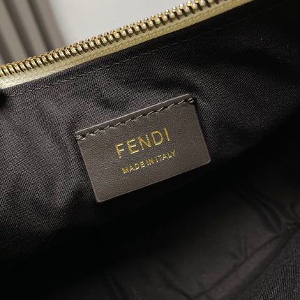 FENDIGRAPHY MEDIUM 29 IN WHITE AND ORANGE TRIM SMOOTH LAMBSKIN GOLD HARDWARE