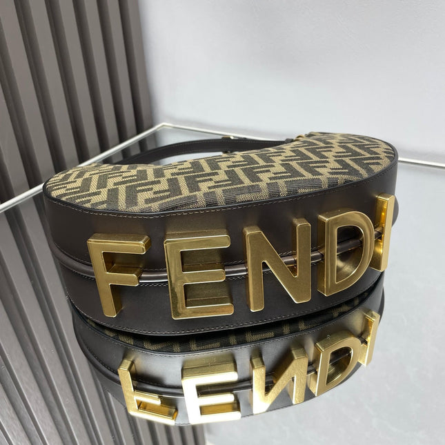 FENDIGRAPHY MEDIUM 29 IN GURKHA JACQUARD FABRIC FF MOTIF GOLD HARDWARE