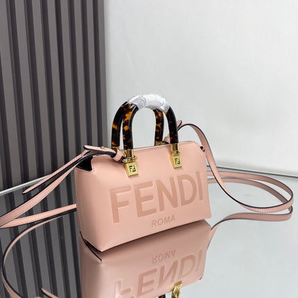 BY THE WAY MINI 18 IN ROSE FOG EMBOSSED CALFSKIN GOLD HARDWARE