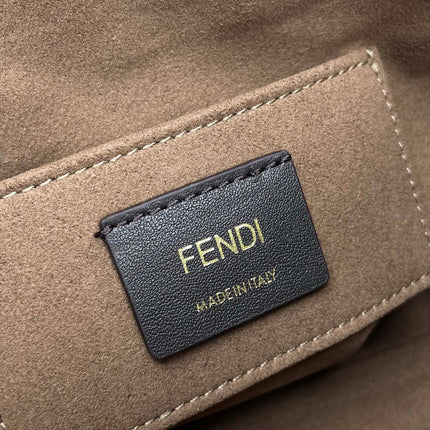 BY THE WAY MINI 18 IN SOYA BEAN JACQUARD FABRIC AND BROWN CALFSKIN TRIM