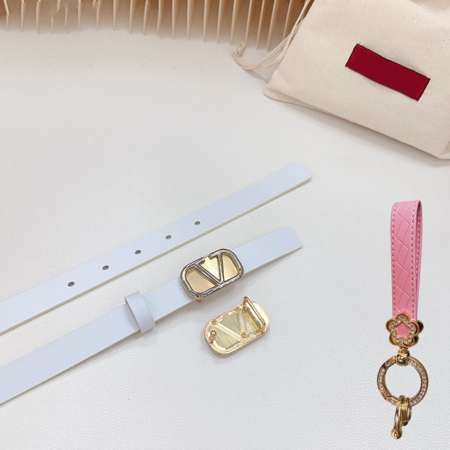 Silver Vlogo and Gold Hardware Buckle White Calfskin 20mm