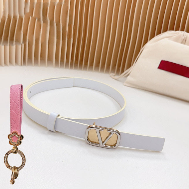 Silver Vlogo and Gold Hardware Buckle White Calfskin 20mm