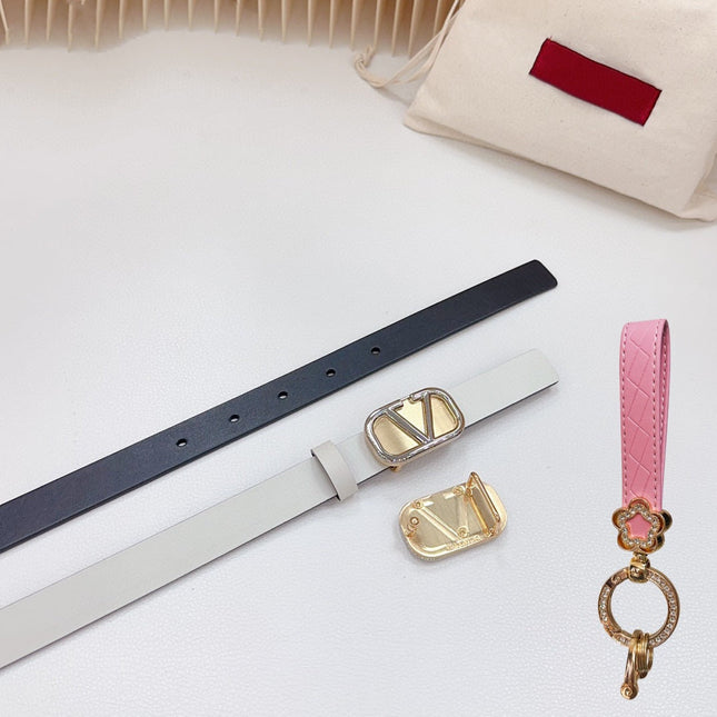 Silver Vlogo and Gold Hardware Buckle Black White Calfskin 20mm