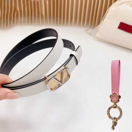 Silver Vlogo and Gold Hardware Buckle Black White Calfskin 20mm