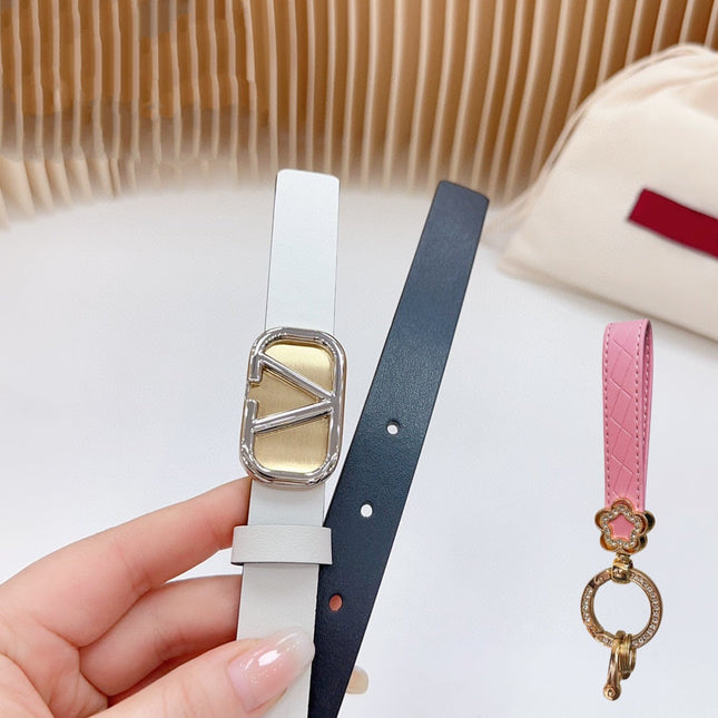 Silver Vlogo and Gold Hardware Buckle Black White Calfskin 20mm