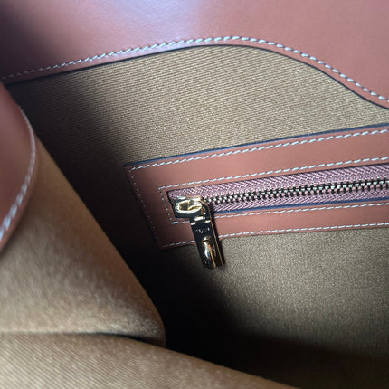 CABAS 37 IN BLACK TRIOMPHE CANVAS AND BRONZE BROWN CALFSKIN TRIM GOLD LOCK