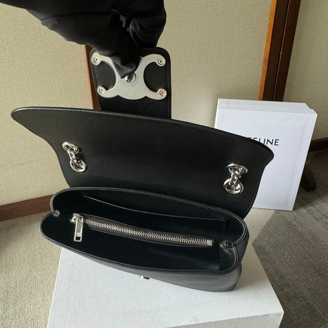 MEDIUM CELINE VICTOIRE BAG 25 IN BLACK CALFSKIN SILVER HARDWARE