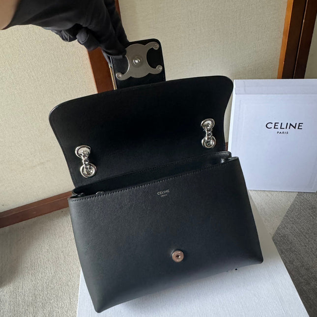 MEDIUM CELINE VICTOIRE BAG 25 IN BLACK CALFSKIN SILVER HARDWARE