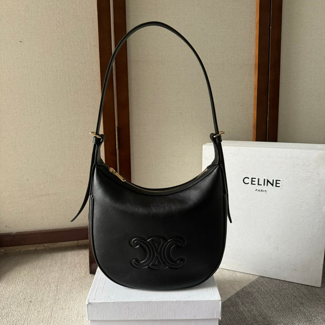 SMALL HELOÏSE BAG CUIR 22 IN BLACK CALFSKIN EMBOSSED LOGO