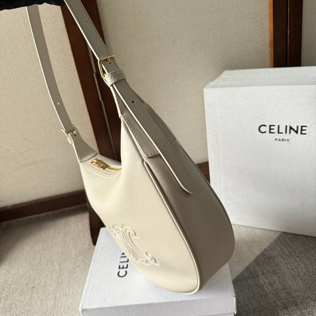 SMALL HELOÏSE BAG CUIR 22 IN WHITE CALFSKIN EMBOSSED LOGO