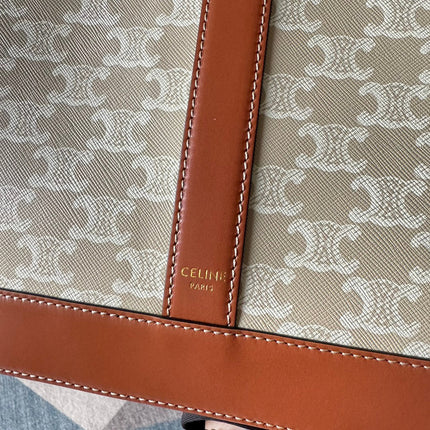 TRIOMPHE CANVAS 31.5 IN PRINTED CALFSKIN BROWN WHITE