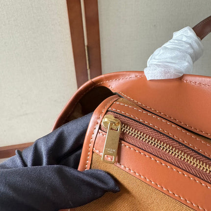 TRIOMPHE CANVAS 26.5 IN PRINTED CALFSKIN BROWN WHITE