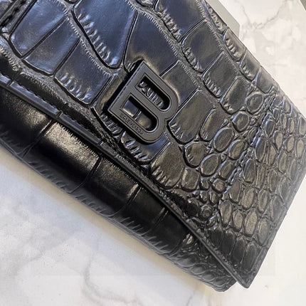 WALLET 15 IN BLACK CROCODILE EMBOSSED CALFSKIN
