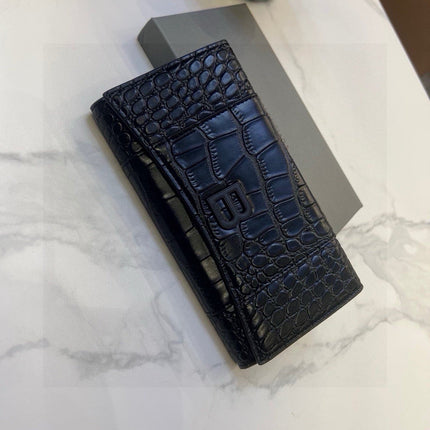 WALLET 15 IN BLACK CROCODILE EMBOSSED CALFSKIN