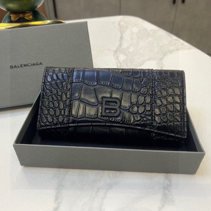 WALLET 15 IN BLACK CROCODILE EMBOSSED CALFSKIN