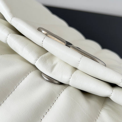 MONACO BAG 43 IN WHITE QUILTED THIN CALFSKIN SILVER HARDWARE