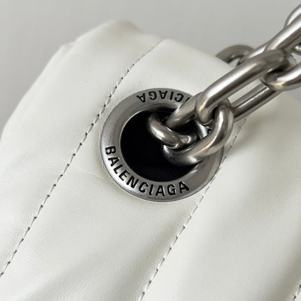 MONACO BAG 43 IN WHITE QUILTED THIN CALFSKIN SILVER HARDWARE