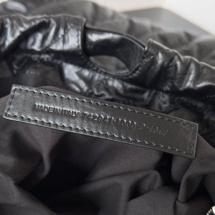 CRUSH LARGE TOTE BAG 46 IN BLACK QUILTED CALFSKIN SILVER HARDWARE