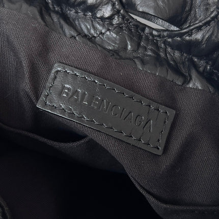 CRUSH TOTE BAG 20 IN BLACK QUILTED CALFSKIN SILVER HARDWARE