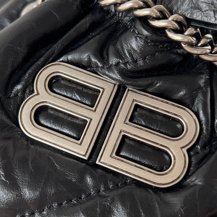 CRUSH TOTE BAG 20 IN BLACK QUILTED CALFSKIN SILVER HARDWARE