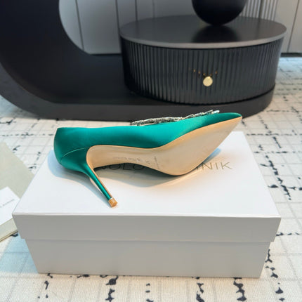 Lurum 90 Green Satin Crystal Embellished Pumps 868662