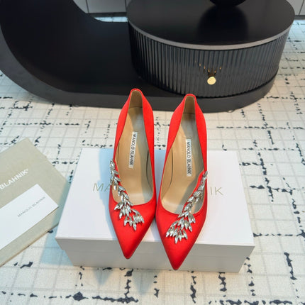 Lurum 90 Red Satin Crystal Embellished Pumps 868663