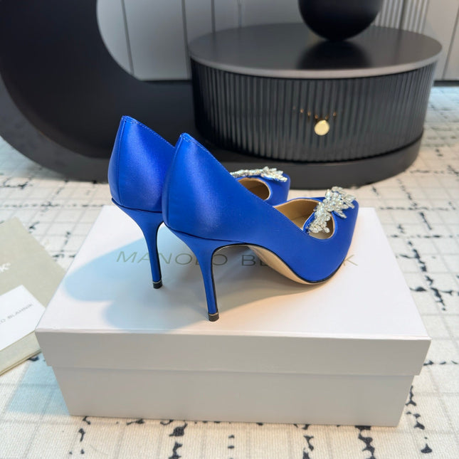 Lurum 90 Blue Satin Crystal Embellished Pumps 868665