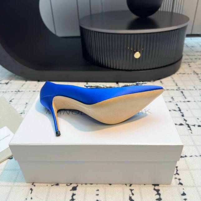 Lurum 90 Blue Satin Crystal Embellished Pumps 868665