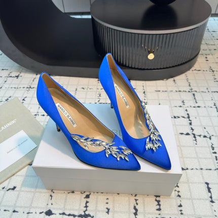 Lurum 90 Blue Satin Crystal Embellished Pumps 868665